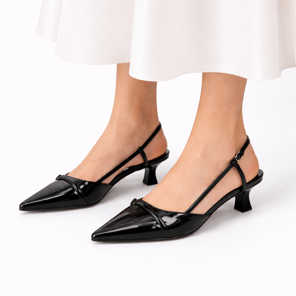 Women’s Patent Slingback Heels — Elegant Pointed Toe