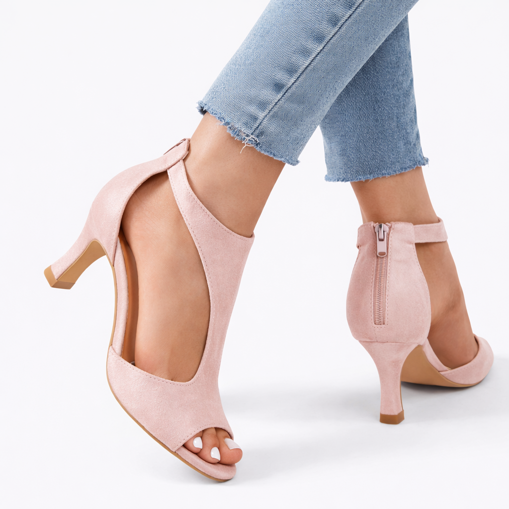 Women’s Heeled Sandals – Cushioned Support, Elegant Cut-Out Design