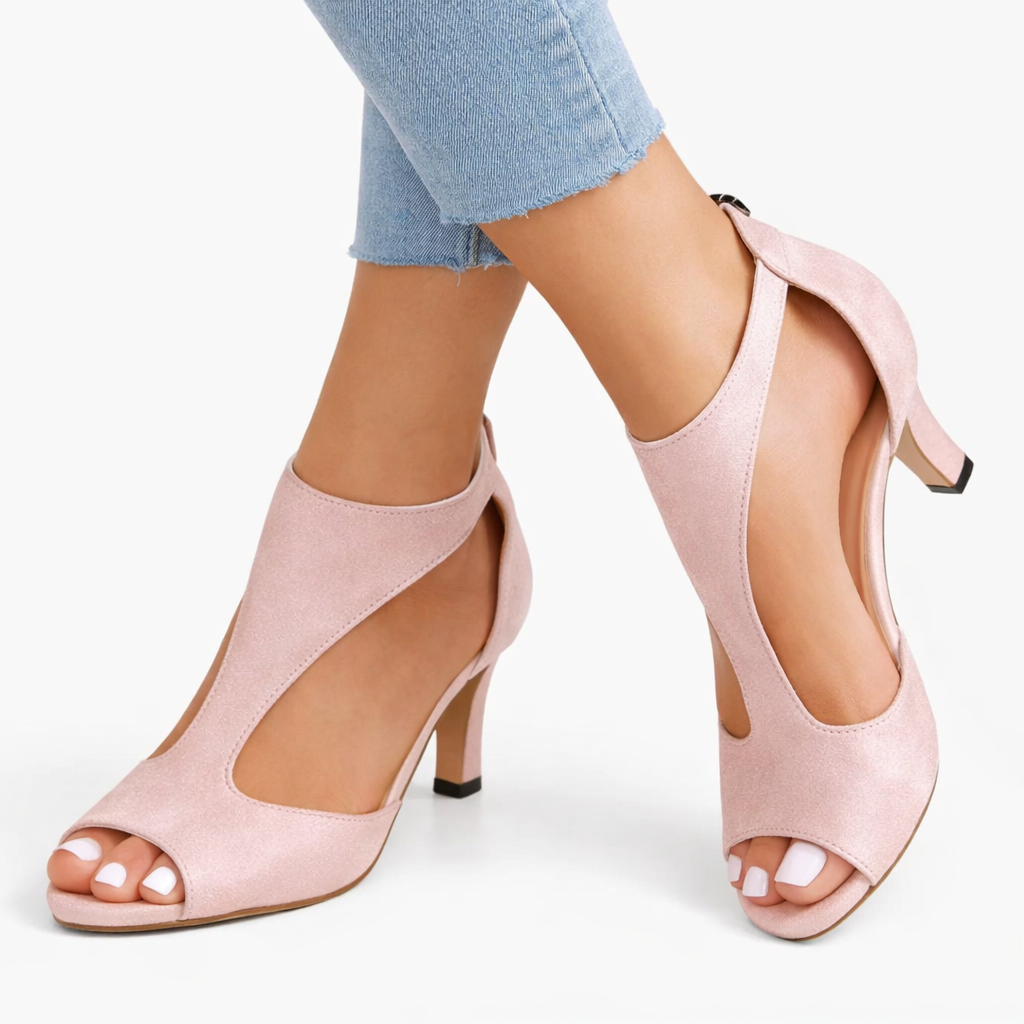 Women’s Heeled Sandals – Cushioned Support, Elegant Cut-Out Design