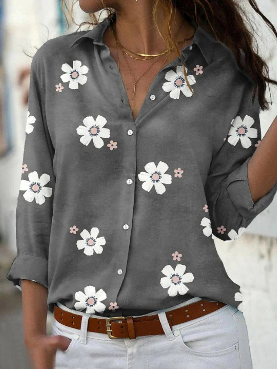 Ella | Women's Floral Button Up Long Sleeve Shirt Top