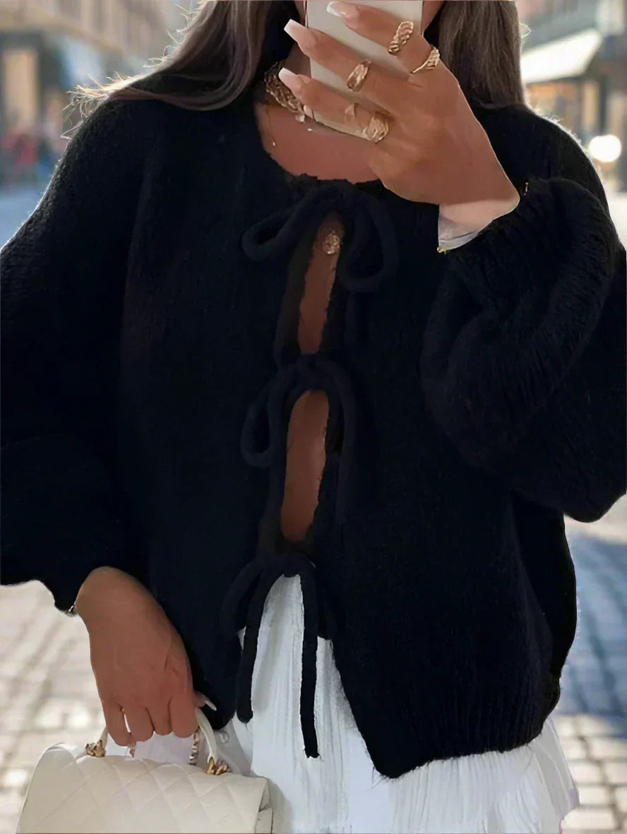 Ella | Women’s Soft Knit Cardigan with Bow Ties