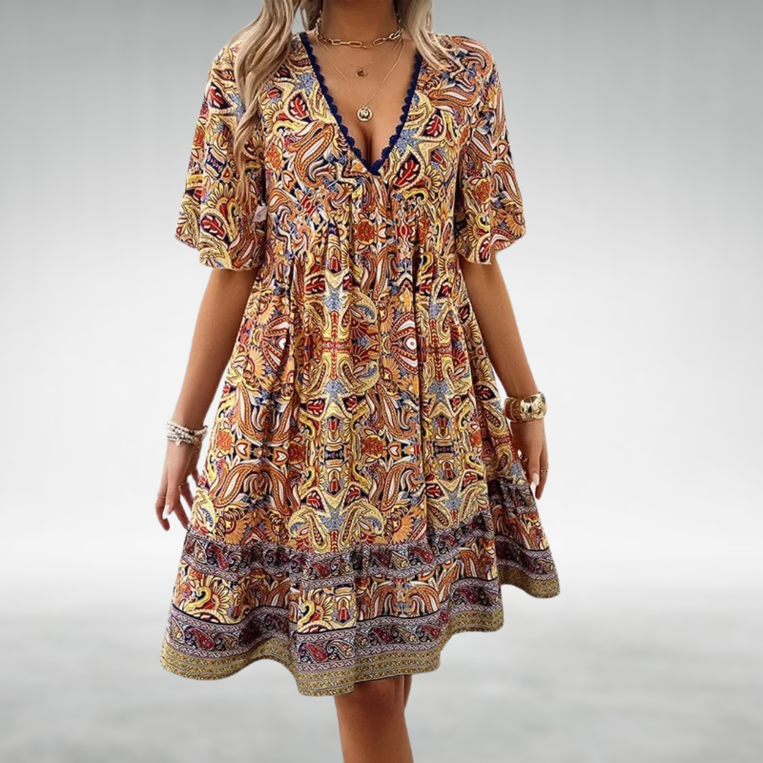 Erica | Women Summer Boho Paisley Mini Dress