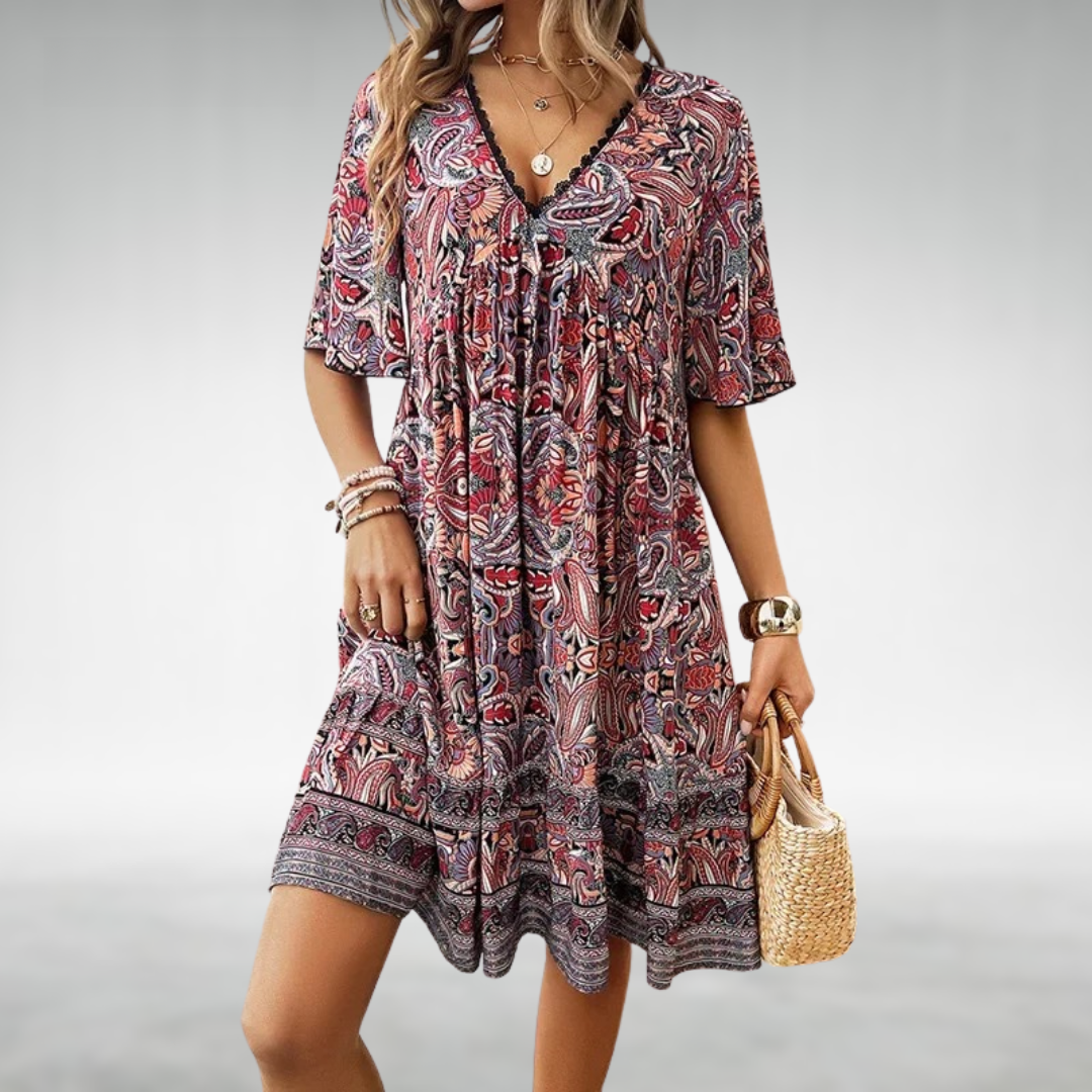 Erica | Women Summer Boho Paisley Mini Dress