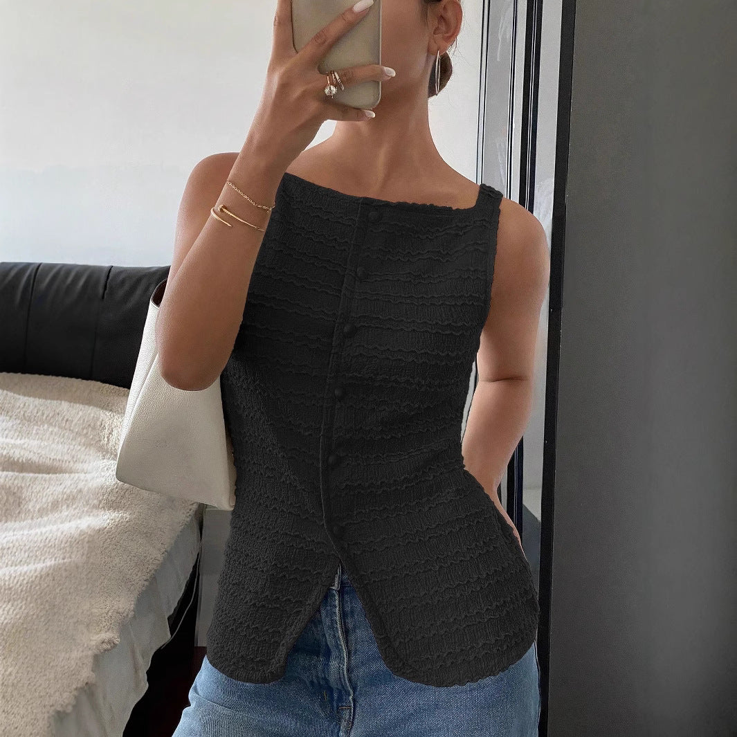 Emily | Women Spring Sleeveless Button Front Top