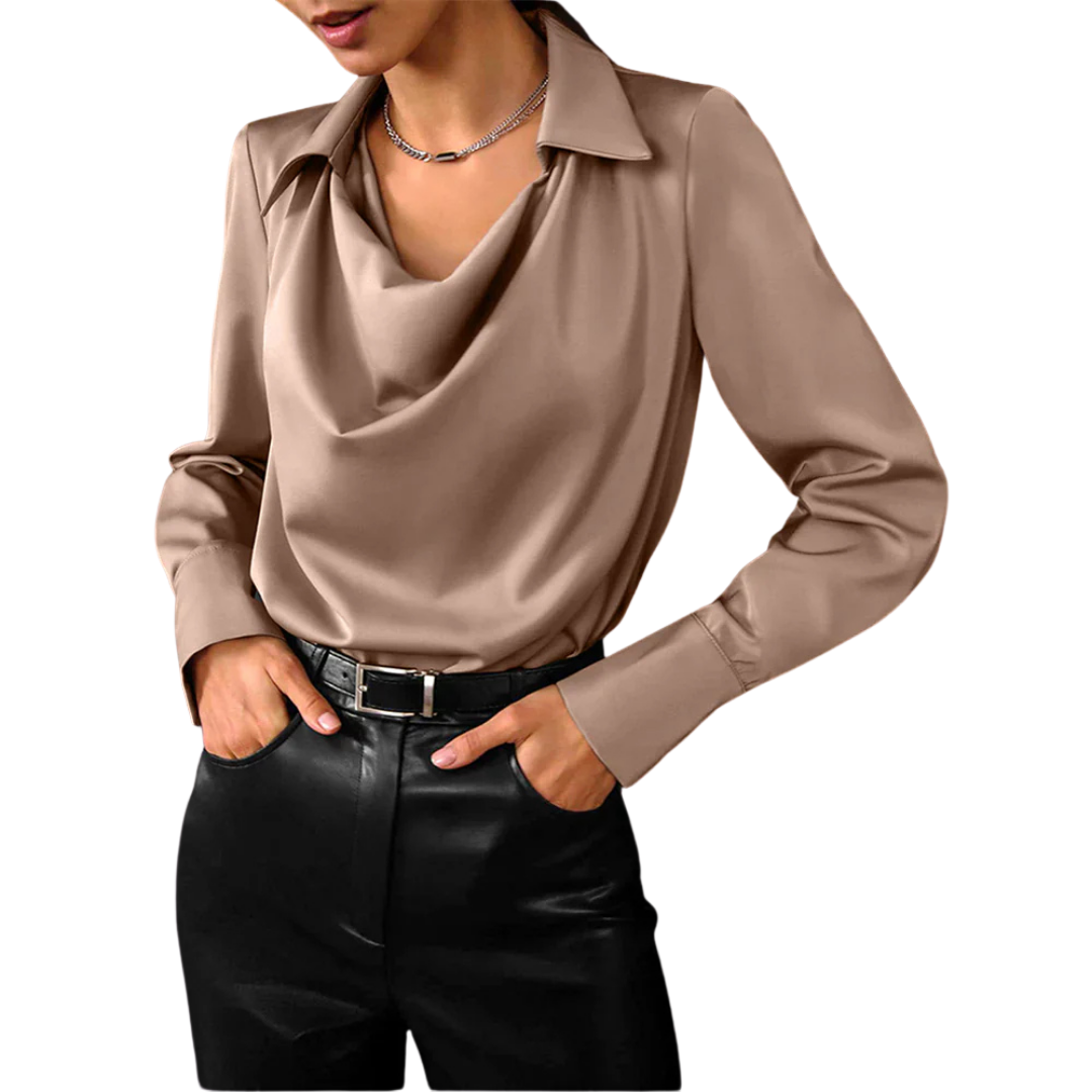 Tessa | Women’s Modern Long Sleeve Satin Blouse