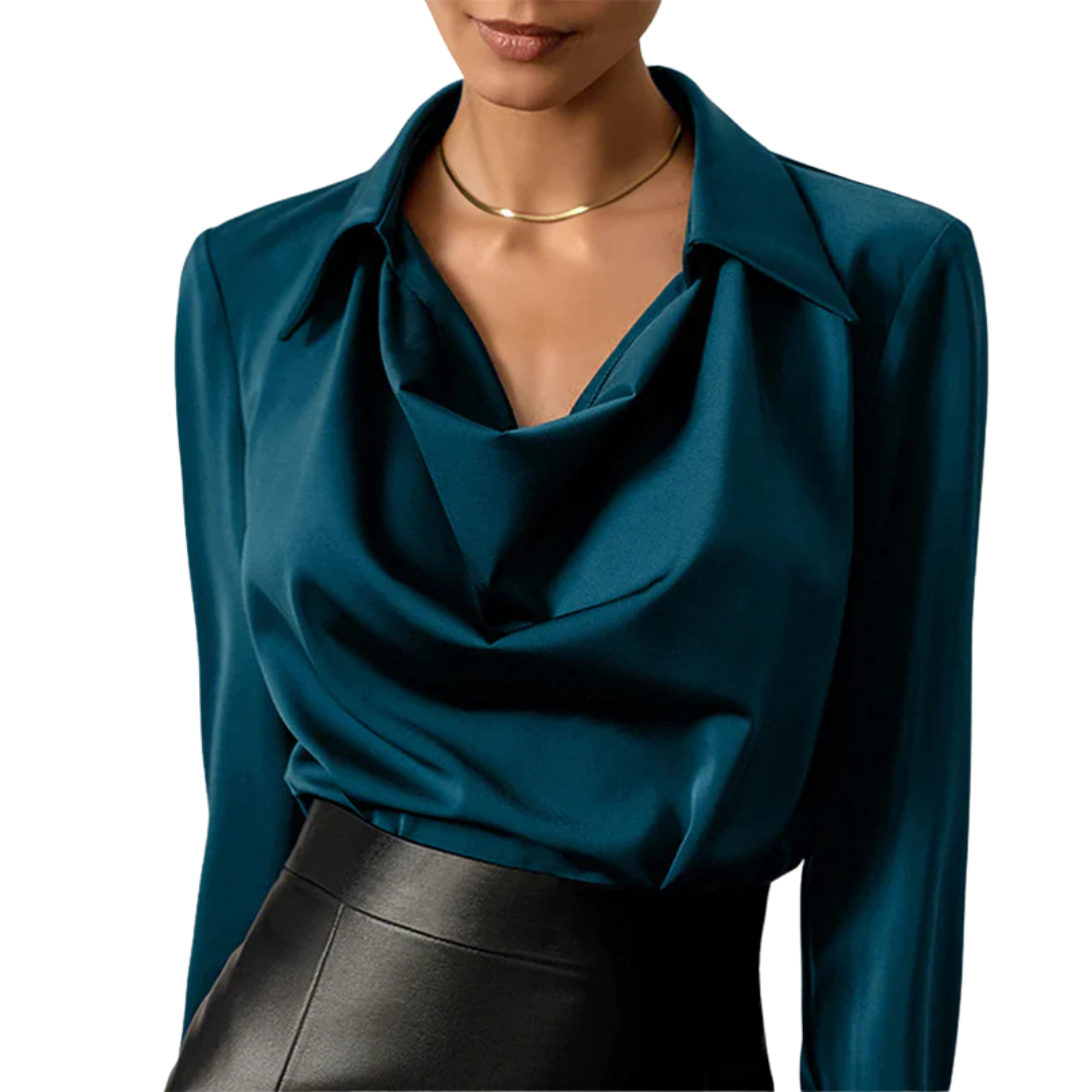 Tessa | Women’s Modern Long Sleeve Satin Blouse