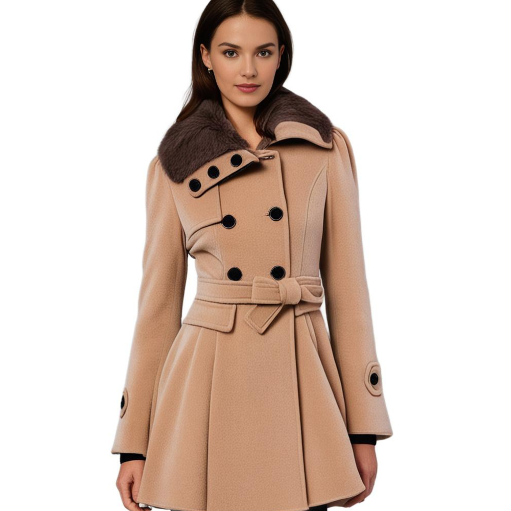 Lydia | Women’s Elegant Waist Tie Short Dress Coat