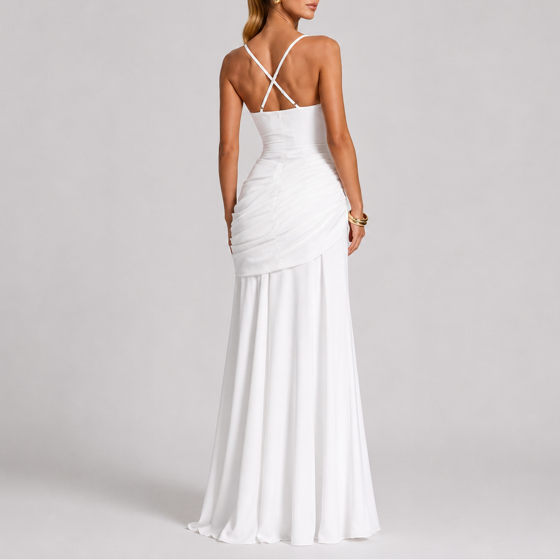 Women's Elegant Ruched Maxi Evening Dress