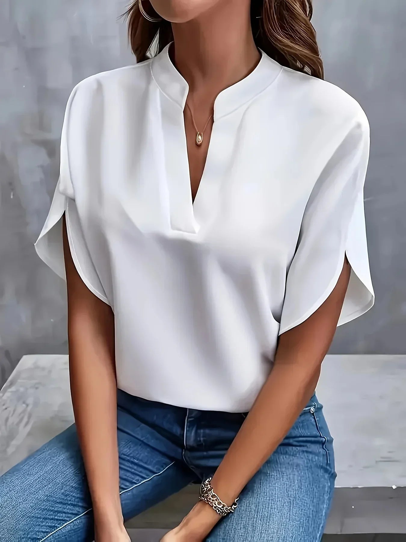 Bianca | Women Elegant Split Sleeve V Neck Blouse