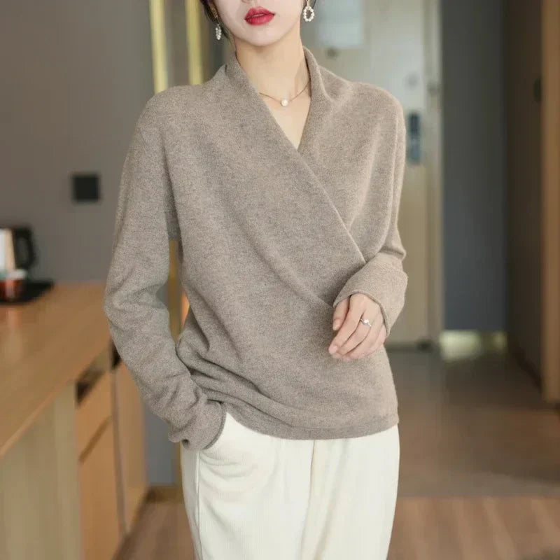 Elizabeth | Women’s Winter Wrap V Neck Knit Sweater