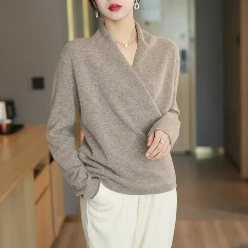 Eleanor | Women’s Spring Wrap Neck Knit Top