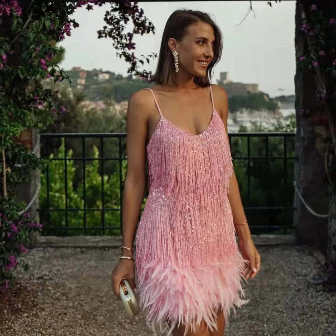 Faith | Women’s Cocktail Dress with Fringe Feathers