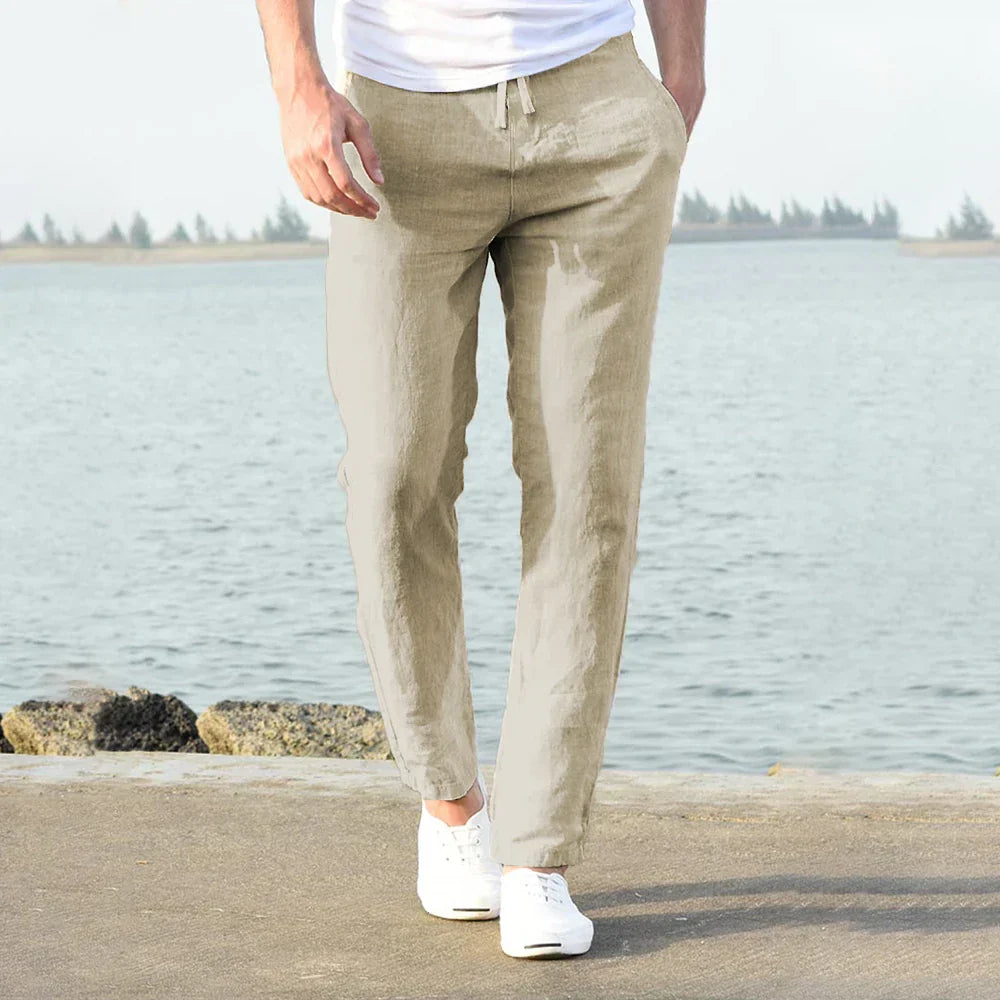 John | Men Lightweight Relaxed Fit Linen Trousers