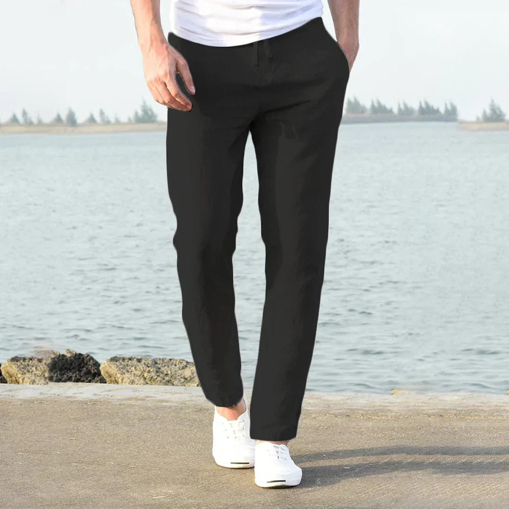 John | Men Lightweight Relaxed Fit Linen Trousers