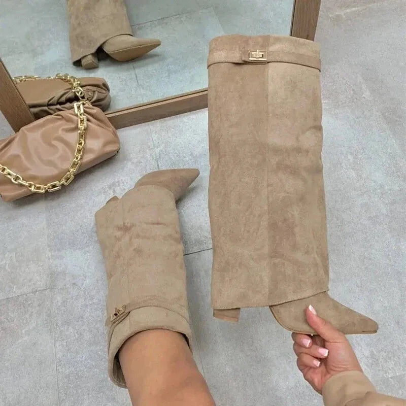 Ella | Women’s Leather Thigh-High Boots with Buckle