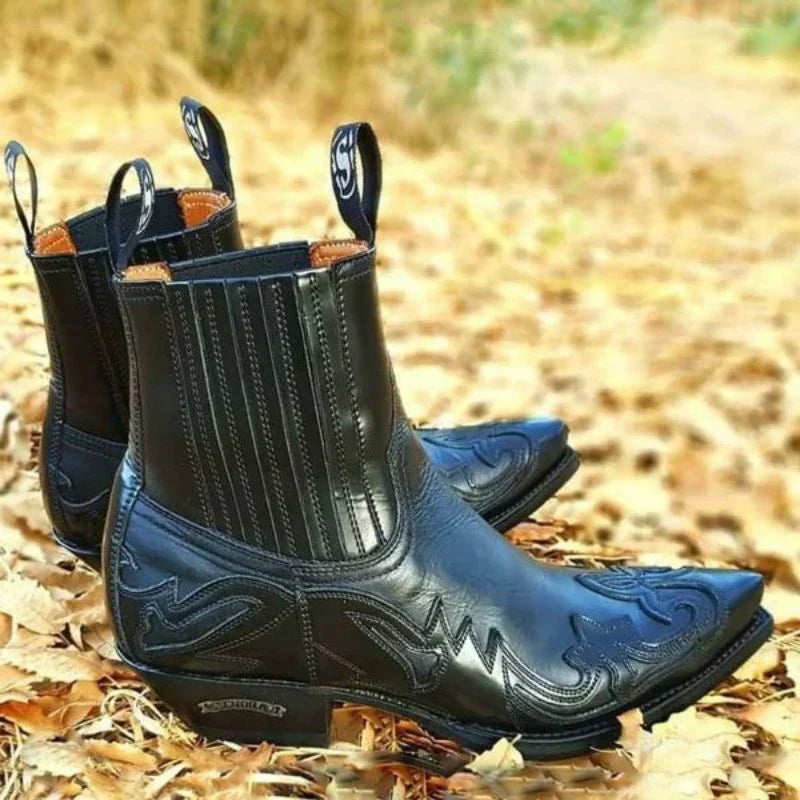 Bradley | Men’s Vintage Cowboy Boots with Stitching