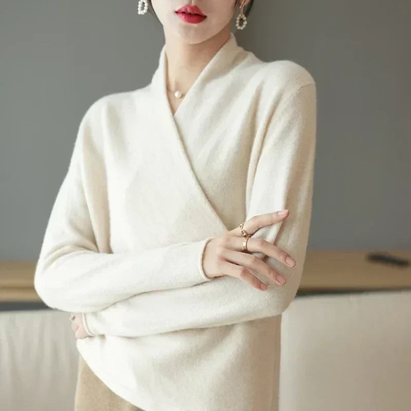 Elizabeth | Women’s Winter Wrap V Neck Knit Sweater