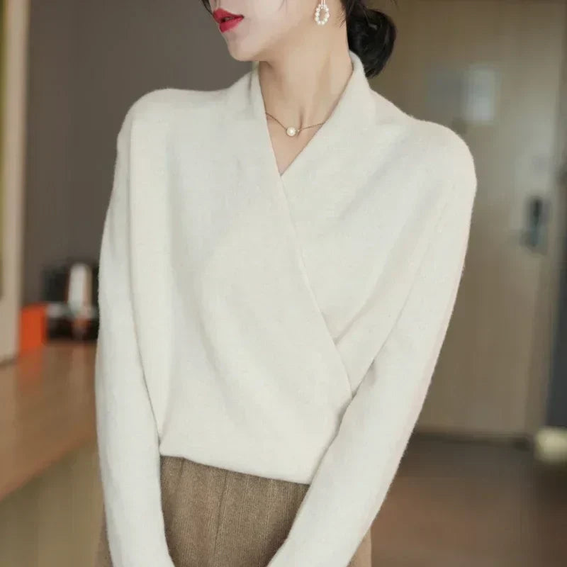 Elizabeth | Women’s Winter Wrap V Neck Knit Sweater