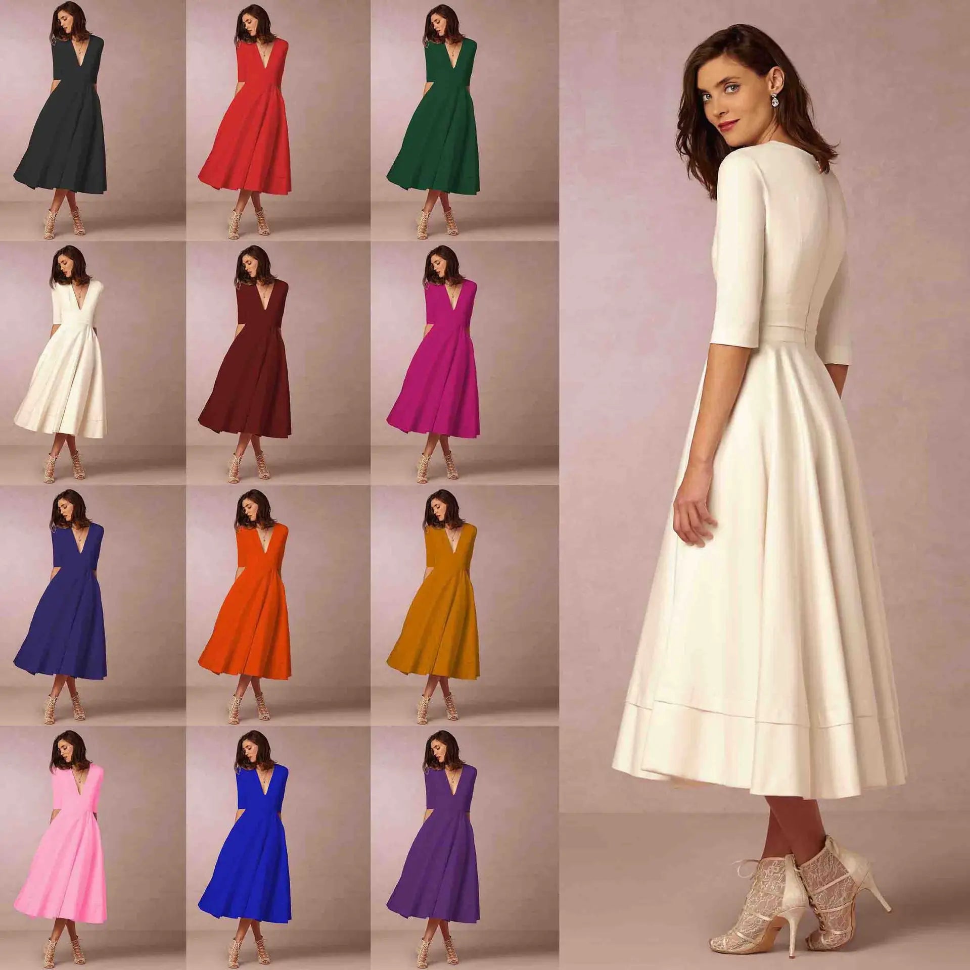 Holly | Women Ivoire Midi Dress Fitted Elegant Cut