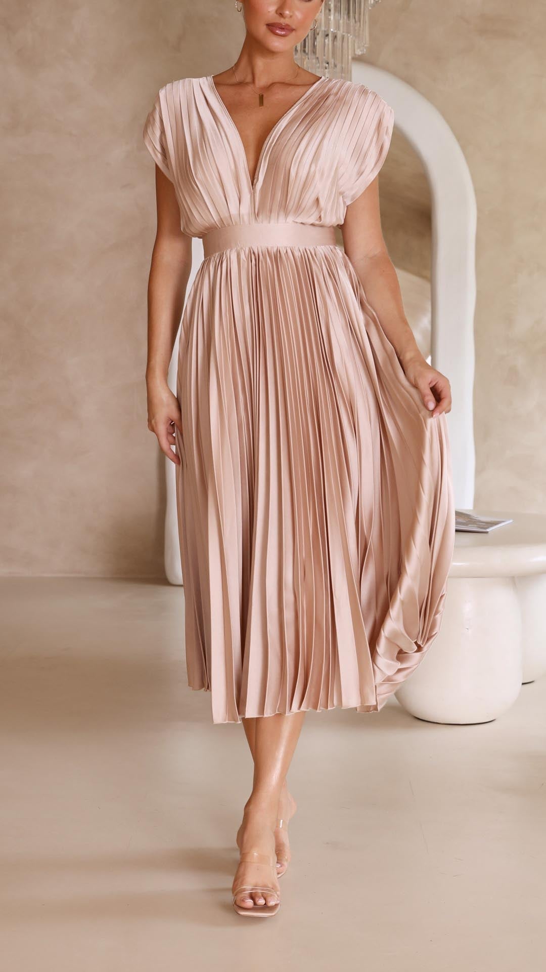 Julia | Women’s Classic Pleated Maxi Dress