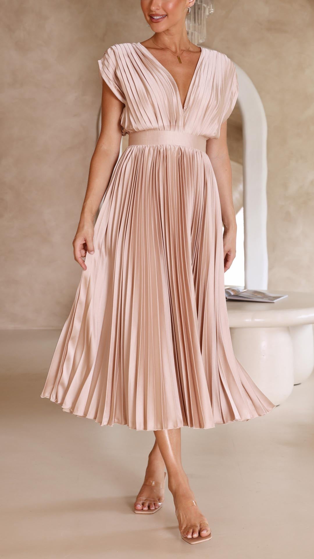 Julia | Women’s Classic Pleated Maxi Dress