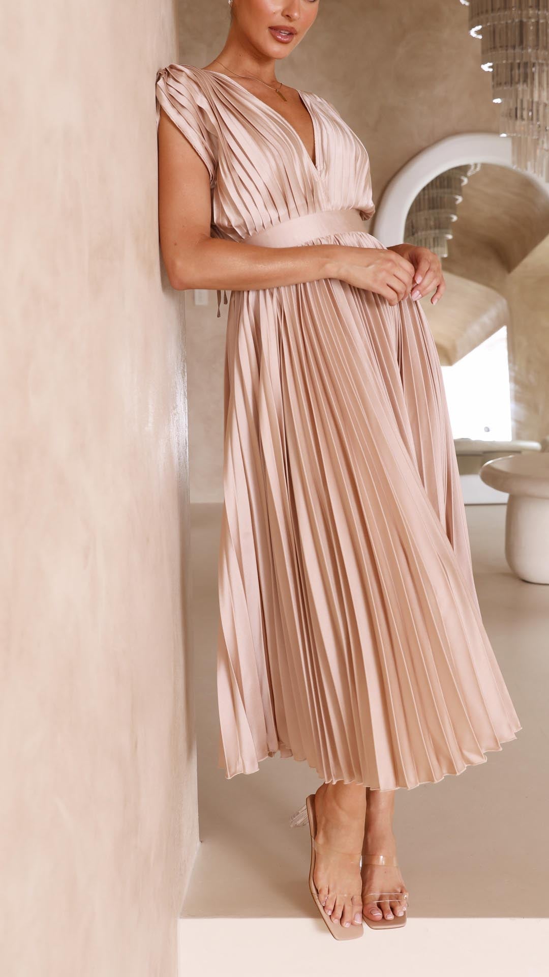 Julia | Women’s Classic Pleated Maxi Dress