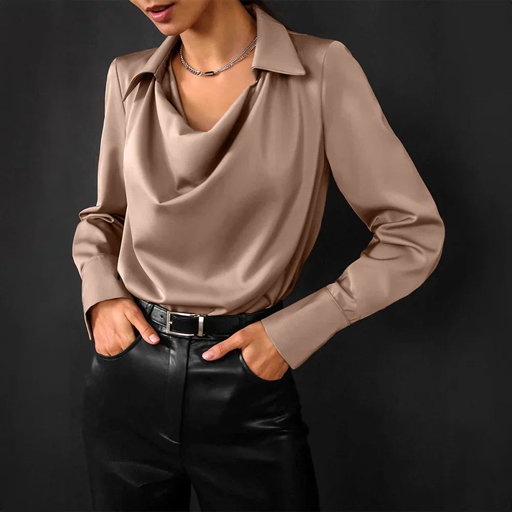 Tessa | Women’s Modern Long Sleeve Satin Blouse