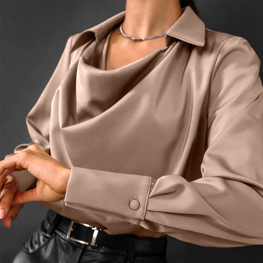 Tessa | Women’s Modern Long Sleeve Satin Blouse