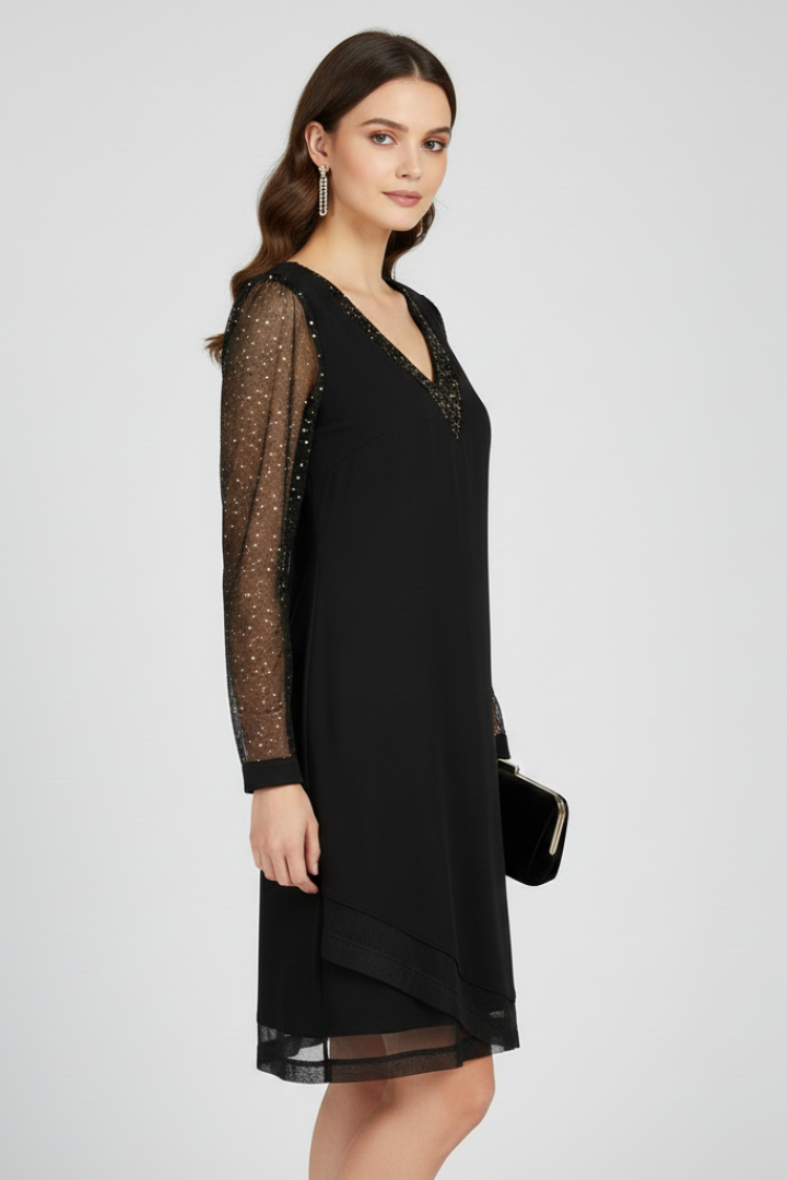 Lucy | Women’s Sequin Sleeve V-Neck Cocktail Dress