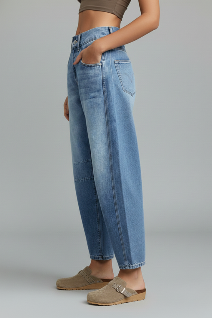 Jessica | Women’s Casual Mid-Waist Denim Jeans with Front Closure