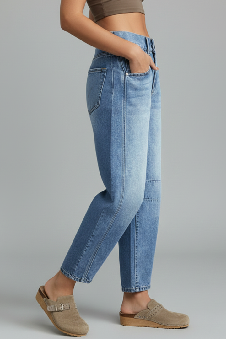 Jessica | Women’s Casual Mid-Waist Denim Jeans with Front Closure