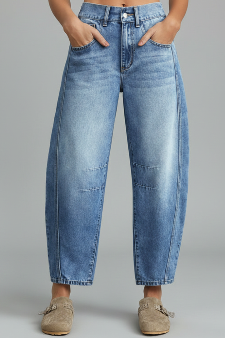 Jessica | Women’s Casual Mid-Waist Denim Jeans with Front Closure