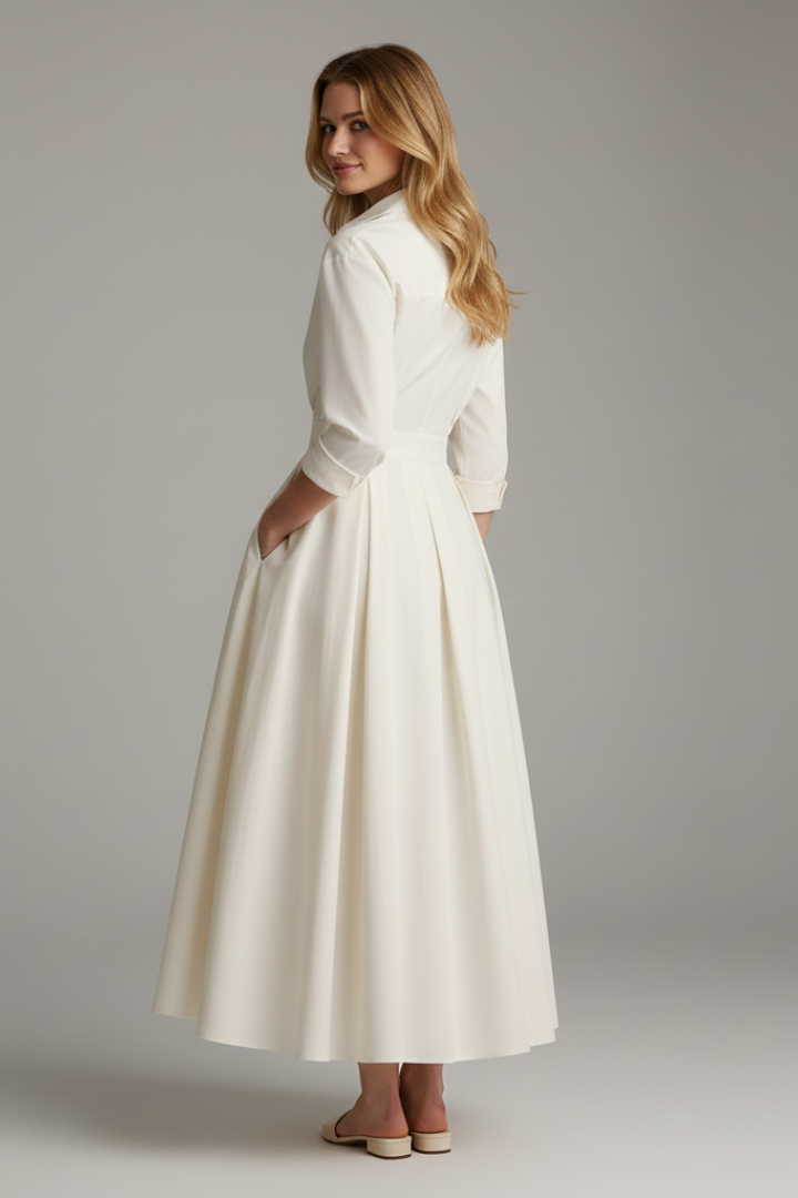 Delilah | Women’s Button Front Collared Midi Dress