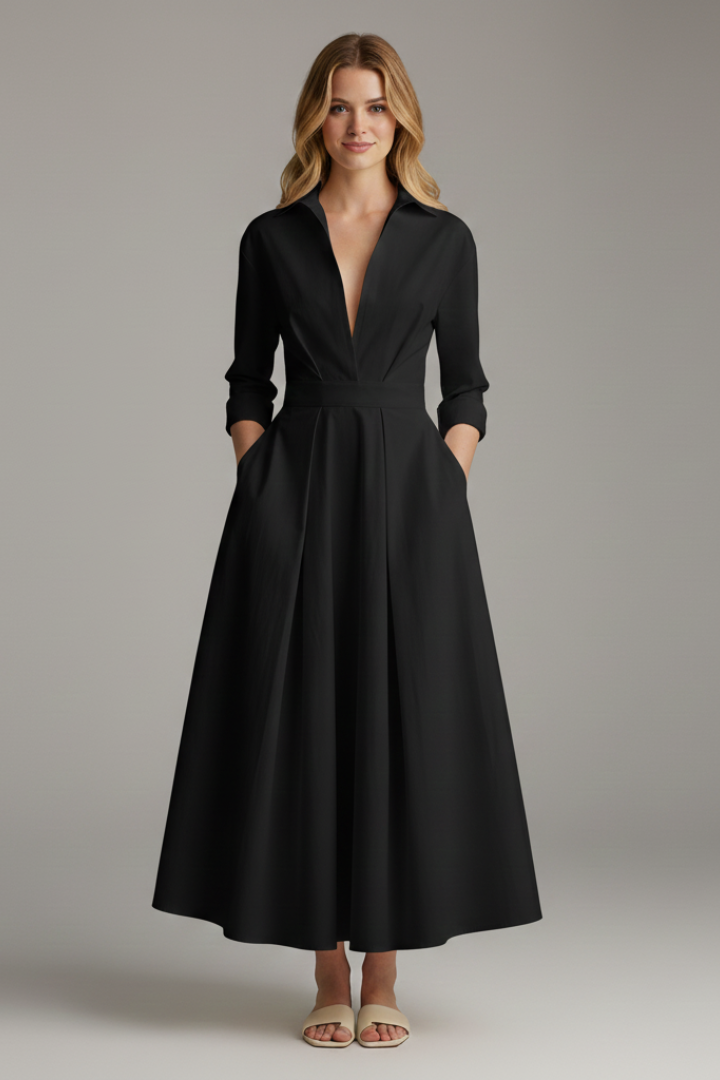 Delilah | Women’s Button Front Collared Midi Dress