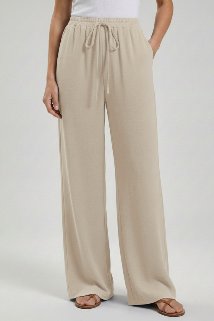 Catherine | Women’s Palazzo Trousers with Drawstring Waist and Side Pockets