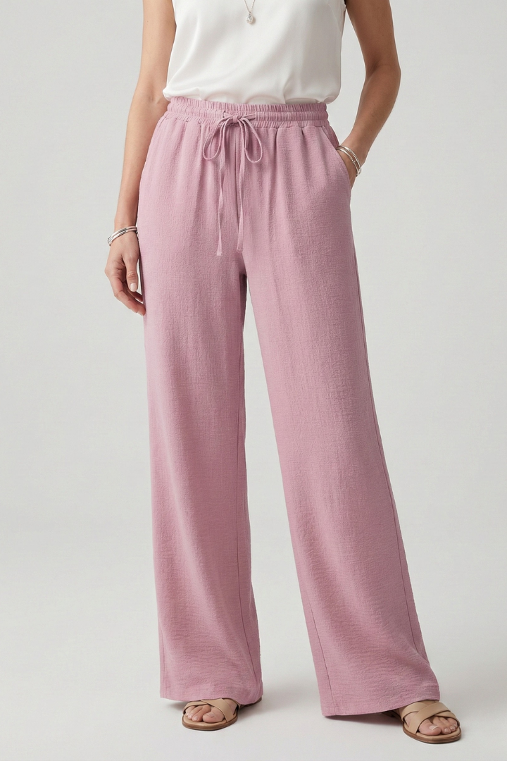 Bella | Women’s Casual Palazzo Trousers with Drawstring Waist and Side Pockets
