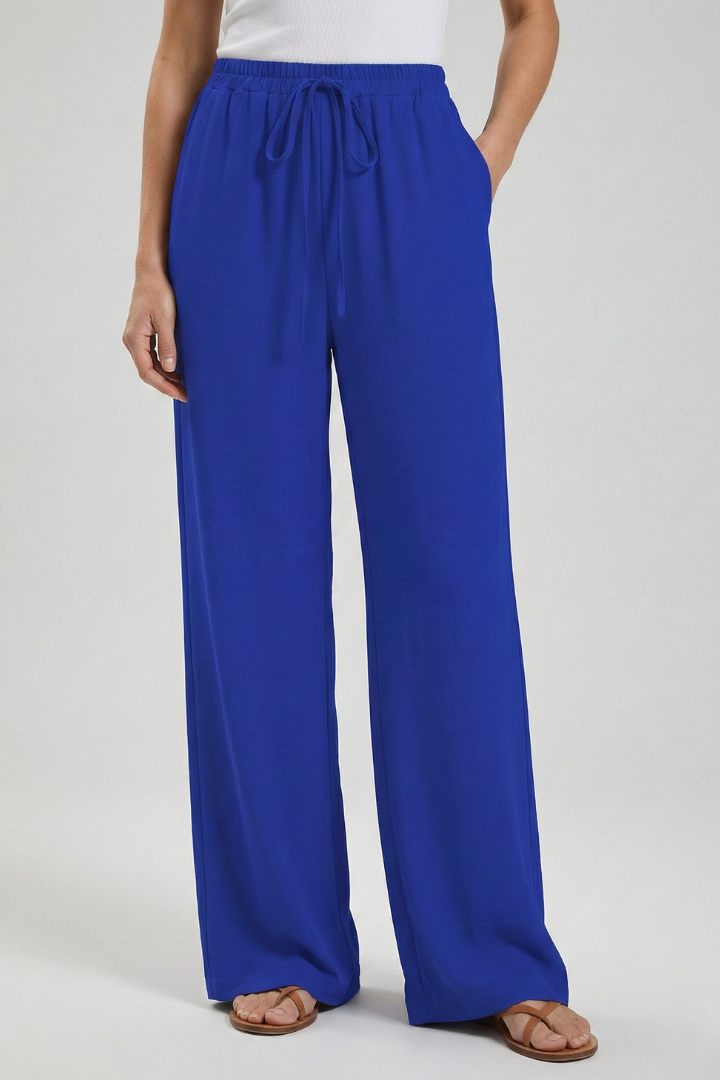 Catherine | Women’s Palazzo Trousers with Drawstring Waist and Side Pockets