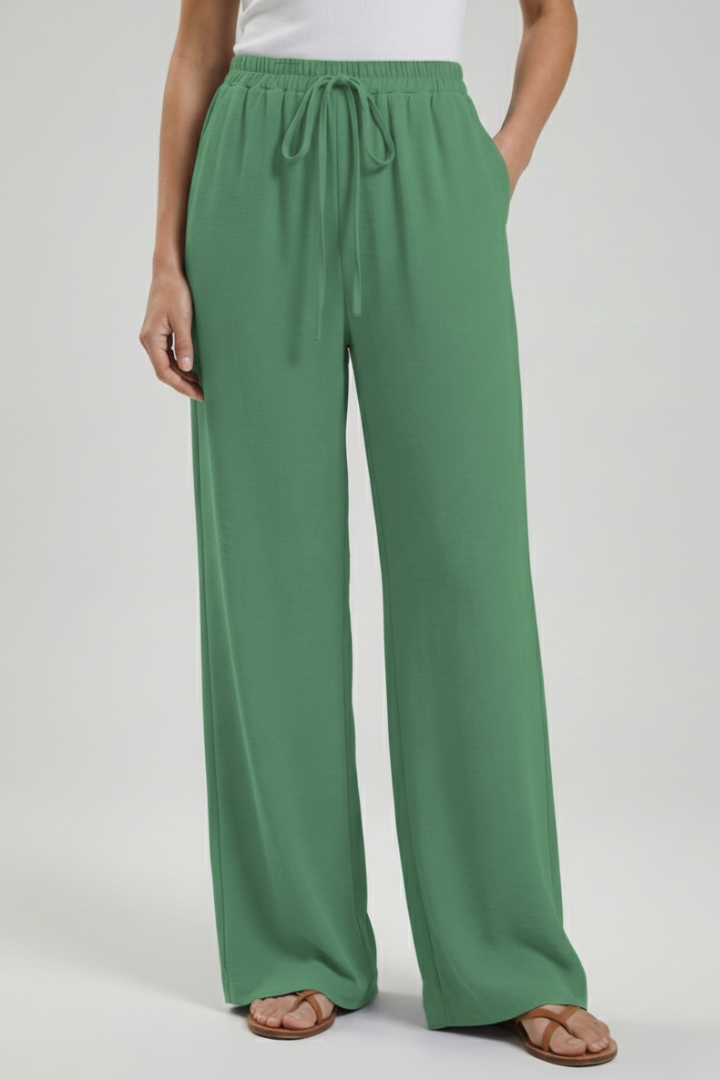 Catherine | Women’s Palazzo Trousers with Drawstring Waist and Side Pockets
