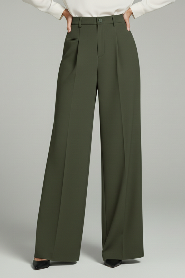 Ava | Women’s Palazzo Trousers with Front Pleats and Back Pockets