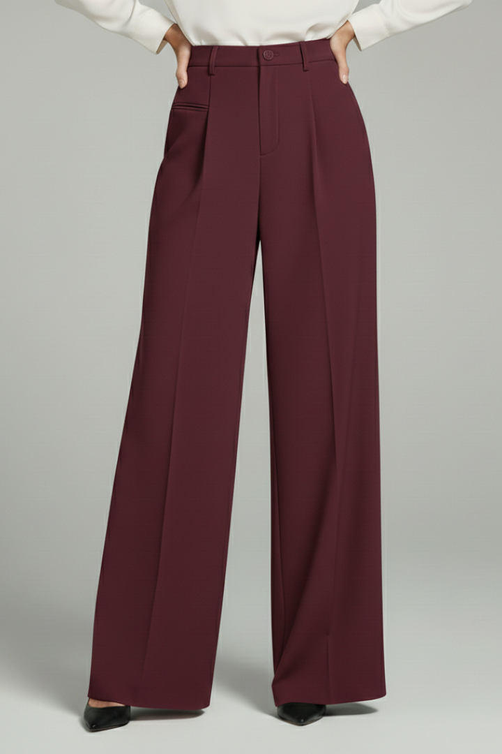Ava | Women’s Palazzo Trousers with Front Pleats and Back Pockets