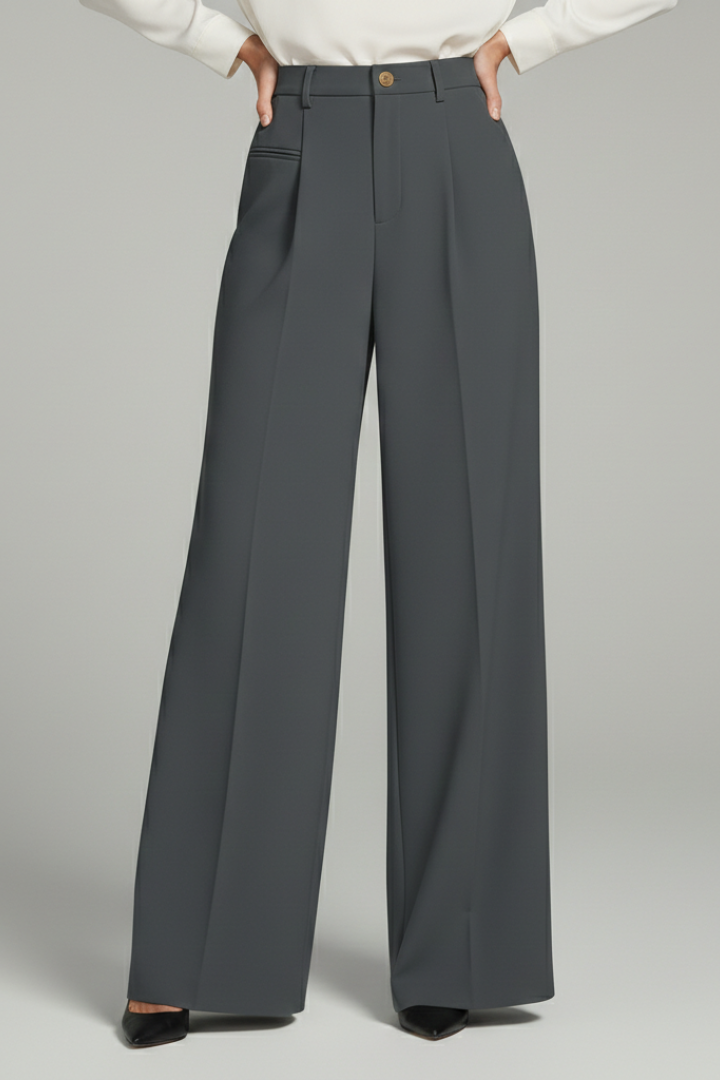 Ava | Women’s Palazzo Trousers with Front Pleats and Back Pockets