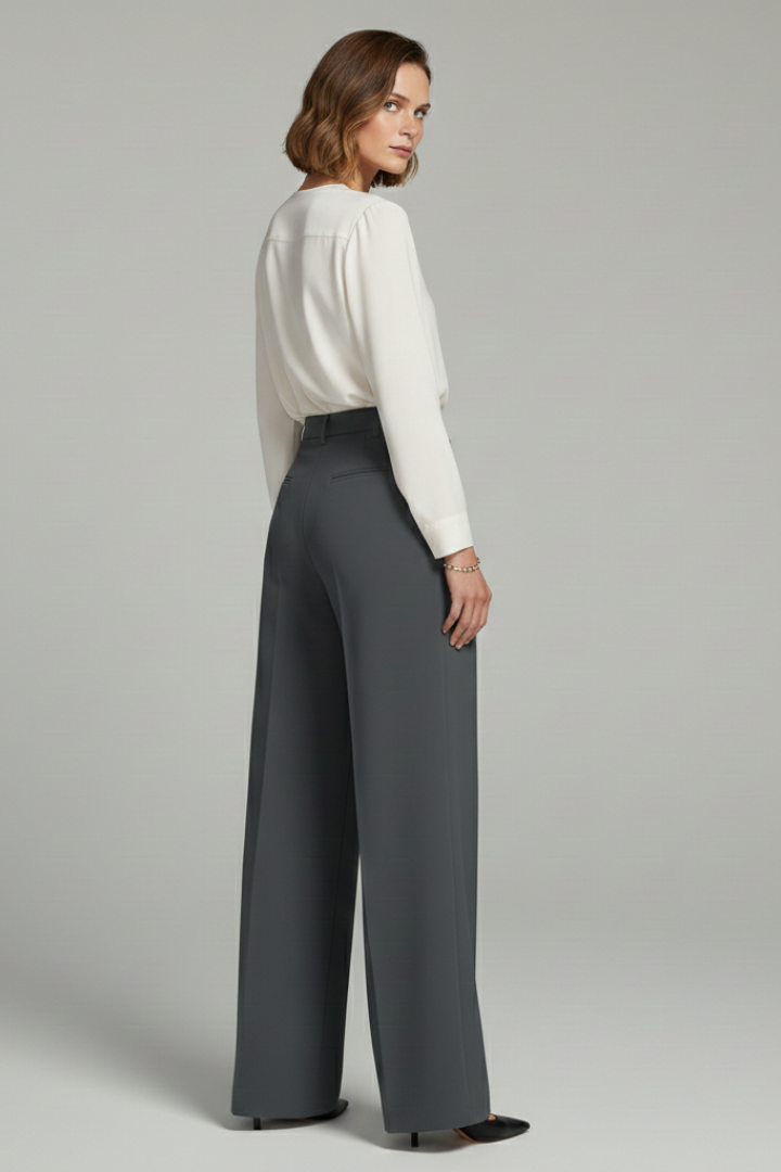 Ava | Women’s Palazzo Trousers with Front Pleats and Back Pockets