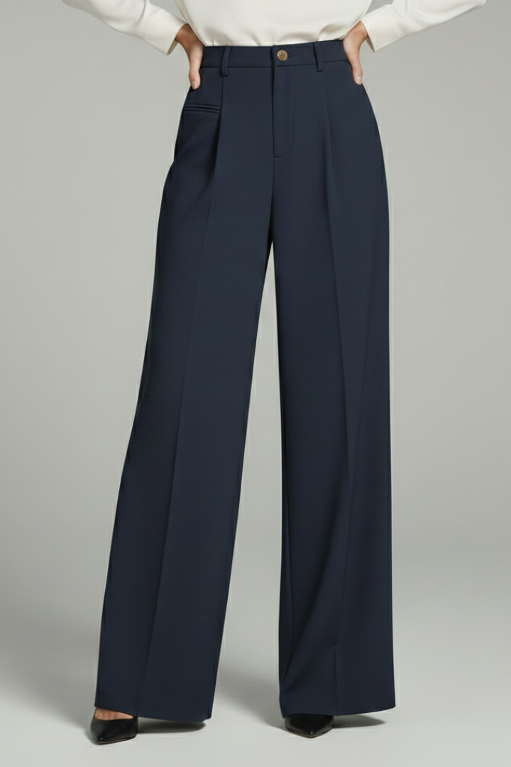 Ava | Women’s Palazzo Trousers with Front Pleats and Back Pockets