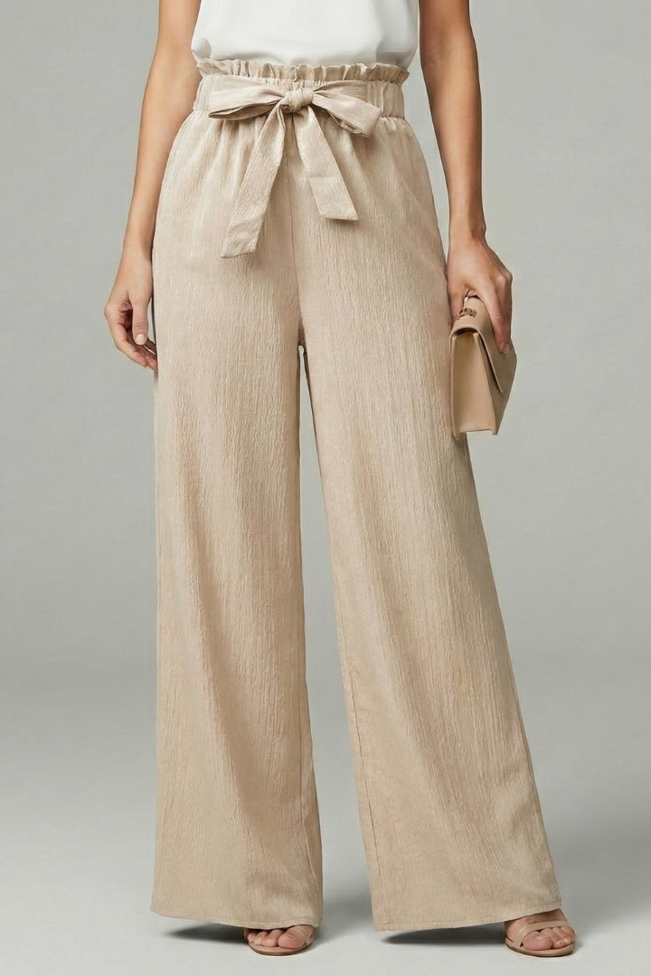 Charlotte | Women’s Palazzo Trousers with Tie Belt and Wide Legs