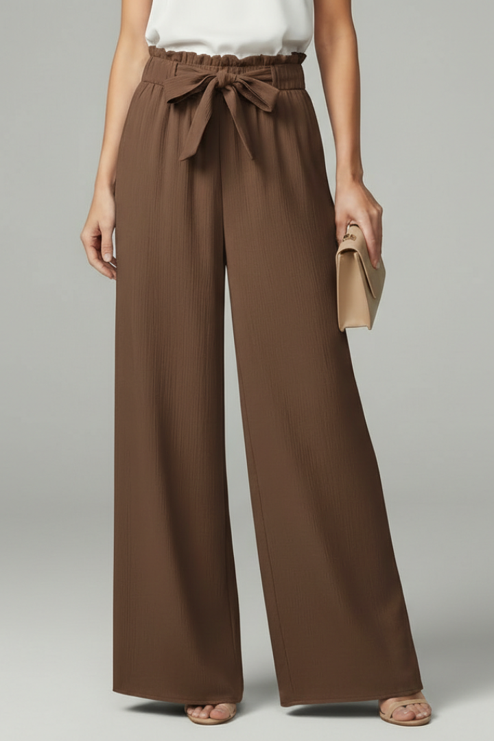 Charlotte | Women’s Palazzo Trousers with Tie Belt and Wide Legs