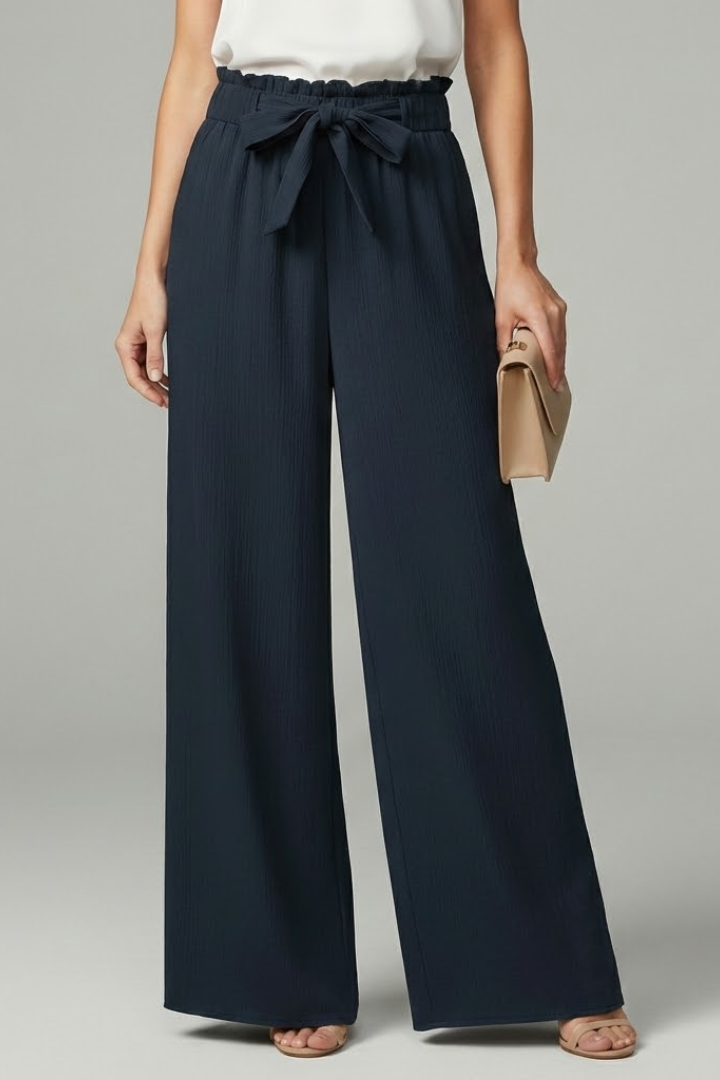 Charlotte | Women’s Palazzo Trousers with Tie Belt and Wide Legs