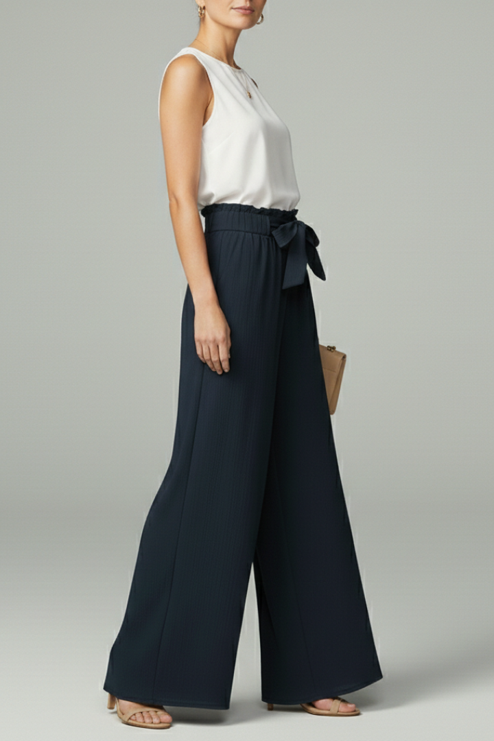 Charlotte | Women’s Palazzo Trousers with Tie Belt and Wide Legs
