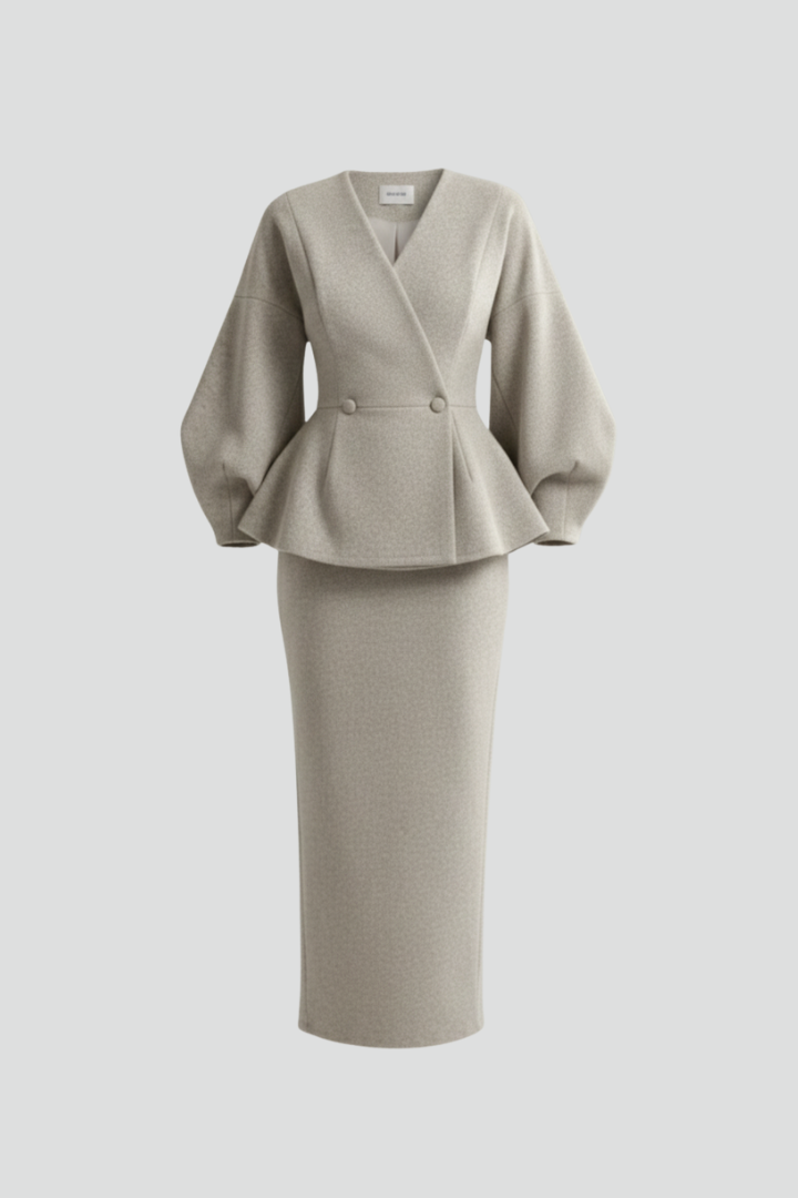 Bianca | Women’s V-Neck Blazer and Skirt Set