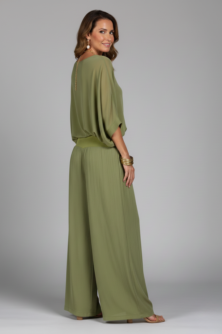 Elsie | Women’s Chiffon Two-Piece Wide-Leg Set