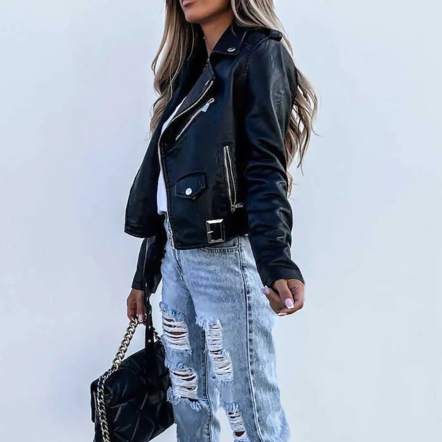 Catherine | Women’s Classic Zipper Biker Jacket